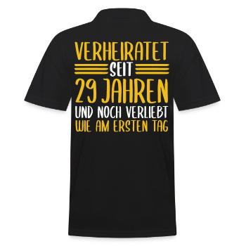 Ehe Samthochzeit 29 Jahre Verheiratet Hochzeitstag - Männer Poloshirt - Schwarz - Hinten - Kai (181cm)