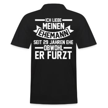 Ehe Samthochzeit 29 Jahre Verheiratet Hochzeitstag - Männer Poloshirt - Schwarz - Hinten - Kai (181cm)