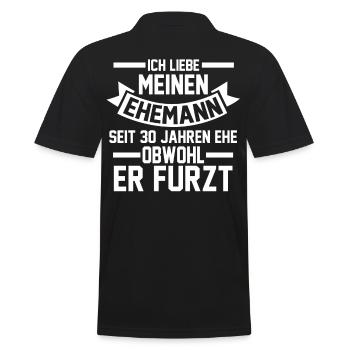 Ehe Perlenhochzeit 30 Jahre Verheiratet Hochzeitst - Männer Poloshirt - Schwarz - Hinten - Kai (181cm)