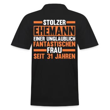Ehe Lindenhochzeit 31 Jahre Verheiratet Hochzeitst - Männer Poloshirt - Schwarz - Hinten - Kai (181cm)