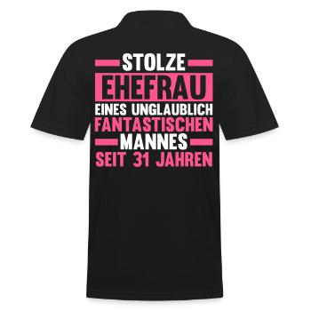 Ehe Lindenhochzeit 31 Jahre Verheiratet Hochzeitst - Männer Poloshirt - Schwarz - Hinten - Kai (181cm)