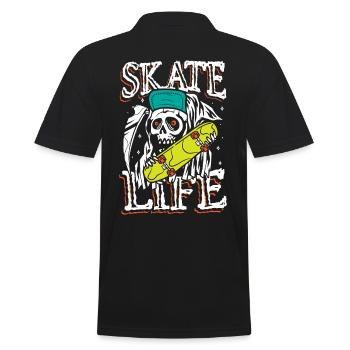 La vie de skate | Crâne punk roulant - Polo Homme - noir - Dos - Kai (181cm)