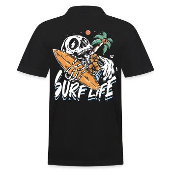 La vie de surf | Crâne de plage Sun & Chill - Polo Homme - noir - Dos - Kai (181cm)