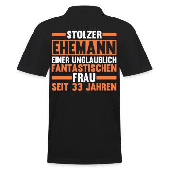 Ehe Zinnhochzeit 33 Jahre Verheiratet Hochzeitstag - Männer Poloshirt - Schwarz - Hinten - Kai (181cm)