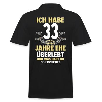 Ehe Zinnhochzeit 33 Jahre Verheiratet Hochzeitstag - Männer Poloshirt - Schwarz - Hinten - Kai (181cm)