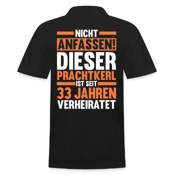 Ehe Zinnhochzeit 33 Jahre Verheiratet Hochzeitstag - Männer Poloshirt - Schwarz - Hinten - Kai (181cm)