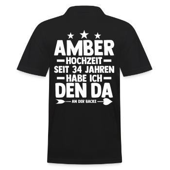 Ehe Amberhochzeit 34 Jahre Verheiratet Hochzeitsta - Männer Poloshirt - Schwarz - Hinten - Kai (181cm)