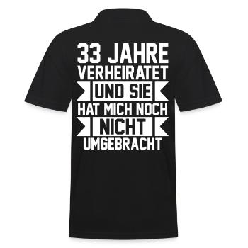 Ehe Zinnhochzeit 33 Jahre Verheiratet Hochzeitstag - Männer Poloshirt - Schwarz - Hinten - Kai (181cm)