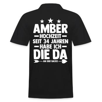 Ehe Amberhochzeit 34 Jahre Verheiratet Hochzeitsta - Männer Poloshirt - Schwarz - Hinten - Kai (181cm)