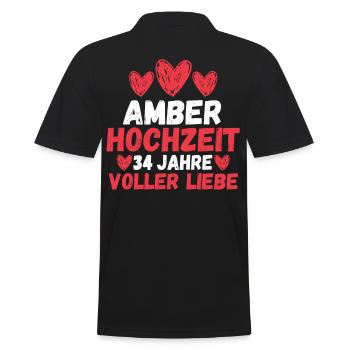 Ehe Amberhochzeit 34 Jahre Verheiratet Hochzeitsta - Männer Poloshirt - Schwarz - Hinten - Kai (181cm)
