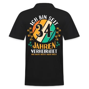 Ehe Amberhochzeit 34 Jahre Verheiratet Hochzeitsta - Männer Poloshirt - Schwarz - Hinten - Kai (181cm)