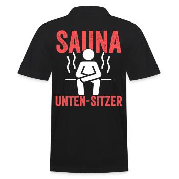 Wellness Saunagänger Saunieren Saunierer Sauna - Männer Poloshirt - Schwarz - Hinten - Kai (181cm)