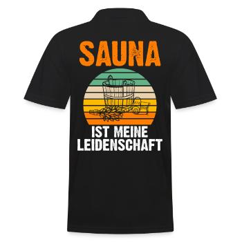 Wellness Saunagänger Saunieren Saunierer Sauna - Männer Poloshirt - Schwarz - Hinten - Kai (181cm)