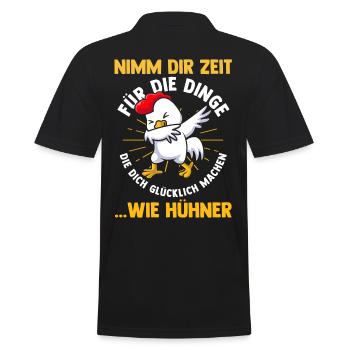 Huhn Hühnerstall Bauernhof Bauer Landwirt Hühner - Männer Poloshirt - Schwarz - Hinten - Kai (181cm)
