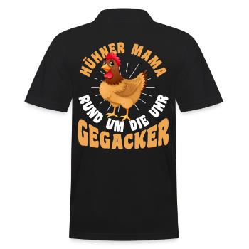 Huhn Mama Mutter Bauernhof Bauer Landwirt Hühner - Männer Poloshirt - Schwarz - Hinten - Kai (181cm)