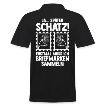 Philatelie Briefmarkensammlung Briefmarkensammler - Männer Poloshirt - Schwarz - Hinten - Kai (181cm)
