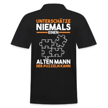 Puzzlefan Puzzler Puzzleteile Puzzle - Männer Poloshirt - Schwarz - Hinten - Kai (181cm)