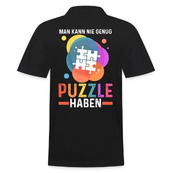 Puzzlefan Puzzler Puzzleteile Puzzle - Männer Poloshirt - Schwarz - Hinten - Kai (181cm)
