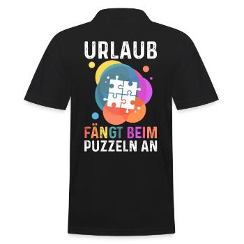 Puzzlefan Puzzler Puzzleteile Puzzle - Männer Poloshirt - Schwarz - Hinten - Kai (181cm)