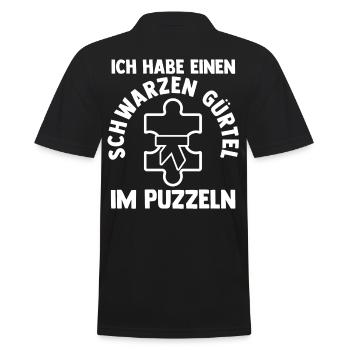 Puzzlefan Puzzler Puzzleteile Puzzle - Männer Poloshirt - Schwarz - Hinten - Kai (181cm)