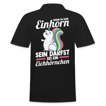 Einhorn Eichhörnchen - Männer Poloshirt - Schwarz - Hinten - Kai (181cm)