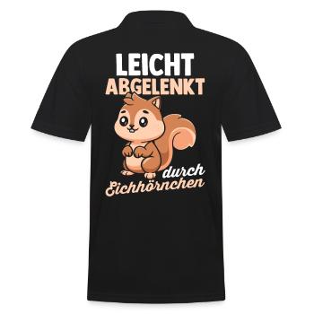 Leicht Abgelenkt Durch Eichhörnchen - Männer Poloshirt - Schwarz - Hinten - Kai (181cm)