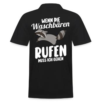 Waschbär - Männer Poloshirt - Schwarz - Hinten - Kai (181cm)