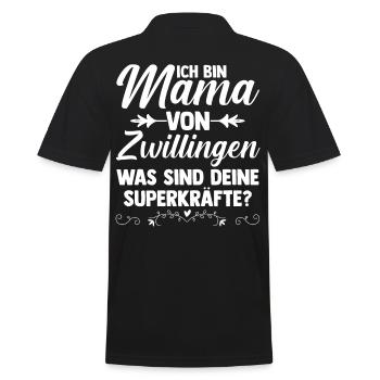 Mutter Zwillingsmama Mama von Zwillingen - Männer Poloshirt - Schwarz - Hinten - Kai (181cm)