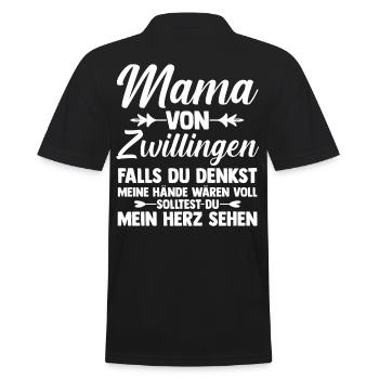 Mutter Zwillingsmama Mama von Zwillingen - Männer Poloshirt - Schwarz - Hinten - Kai (181cm)