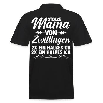 Mutter Mama von Zwillingen Zwillingsmama - Männer Poloshirt - Schwarz - Hinten - Kai (181cm)