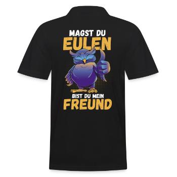 Eulen - Männer Poloshirt - Schwarz - Hinten - Kai (181cm)