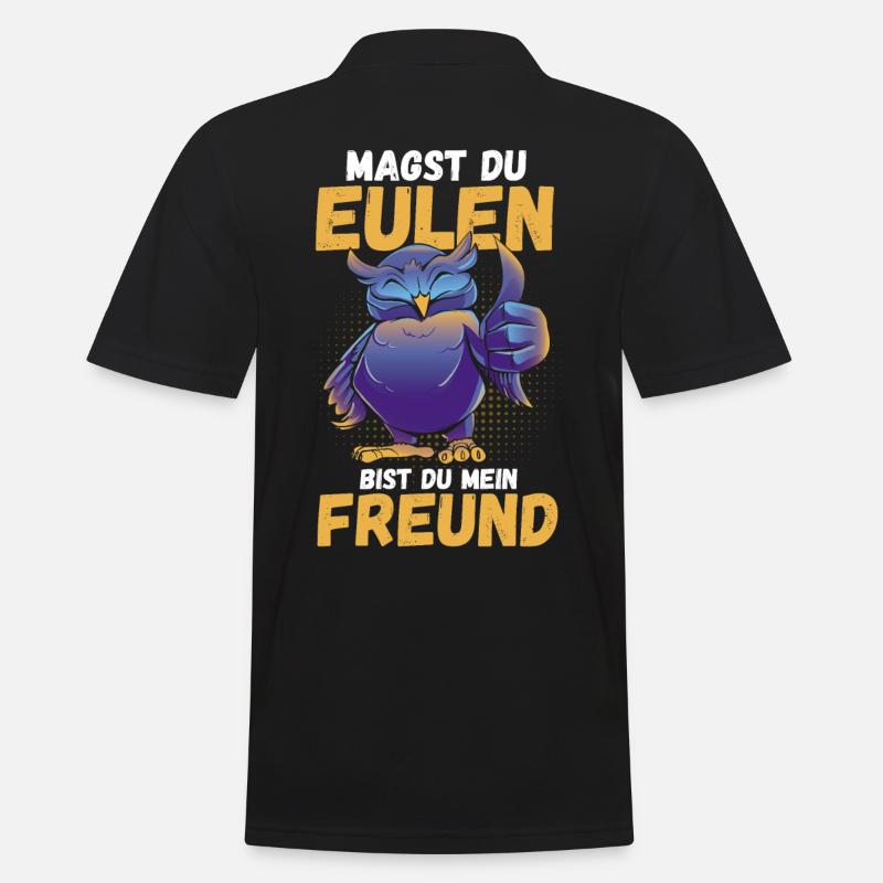 Eulen - Männer Poloshirt - Schwarz