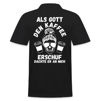 Als Gott Den Kaffee Erschuf Dachte Er An Mich - Männer Poloshirt - Schwarz - Hinten - Kai (181cm)