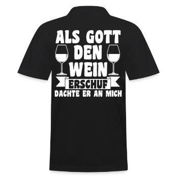 Als Gott Den Wein Erschuf Dachte Er An Mich - Männer Poloshirt - Schwarz - Hinten - Kai (181cm)