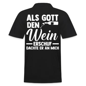 Als Gott Den Wein Erschuf Dachte Er An Mich - Männer Poloshirt - Schwarz - Hinten - Kai (181cm)