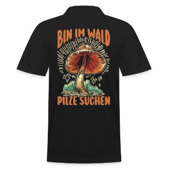 Pilz Pilze Pilzjäger Pilzsammler - Männer Poloshirt - Schwarz - Hinten - Kai (181cm)
