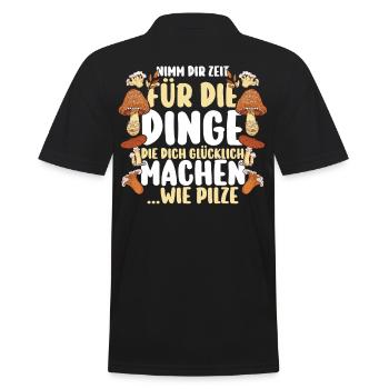 Pilz Pilze Pilzjäger Pilzsammler - Männer Poloshirt - Schwarz - Hinten - Kai (181cm)