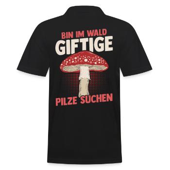 Pilz Pilze Pilzjäger Pilzsammler - Männer Poloshirt - Schwarz - Hinten - Kai (181cm)