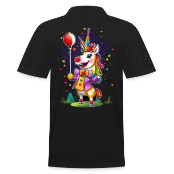Clown Einhorn Unicorn - Männer Poloshirt - Schwarz - Hinten - Kai (181cm)