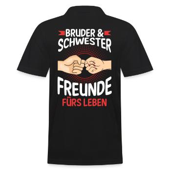 Geschwister Bruder und Schwester - Männer Poloshirt - Schwarz - Hinten - Kai (181cm)