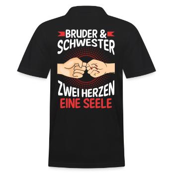 Geschwister Bruder und Schwester - Männer Poloshirt - Schwarz - Hinten - Kai (181cm)