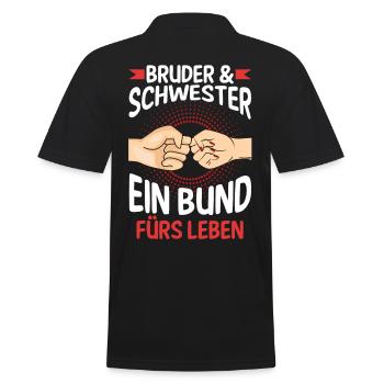 Geschwister Bruder und Schwester - Männer Poloshirt - Schwarz - Hinten - Kai (181cm)