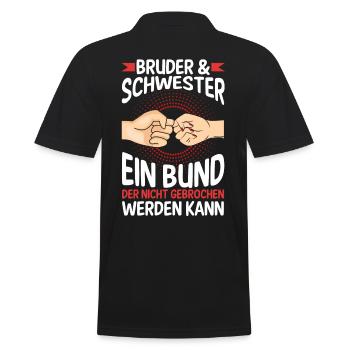 Geschwister Bruder und Schwester - Männer Poloshirt - Schwarz - Hinten - Kai (181cm)