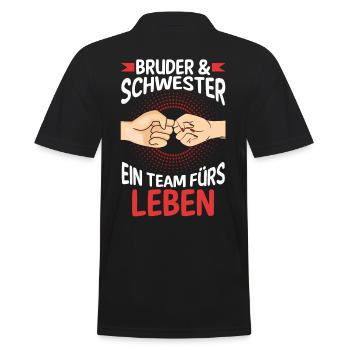 Geschwister Bruder und Schwester - Männer Poloshirt - Schwarz - Hinten - Kai (181cm)