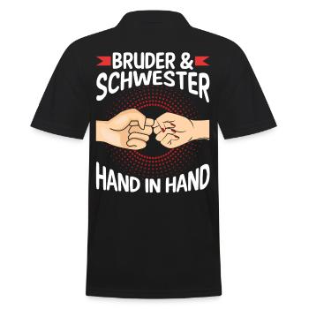 Geschwister Bruder und Schwester - Männer Poloshirt - Schwarz - Hinten - Kai (181cm)