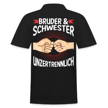 Geschwister Bruder und Schwester - Männer Poloshirt - Schwarz - Hinten - Kai (181cm)