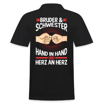 Geschwister Bruder und Schwester - Männer Poloshirt - Schwarz - Hinten - Kai (181cm)