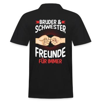 Geschwister Bruder und Schwester - Männer Poloshirt - Schwarz - Hinten - Kai (181cm)