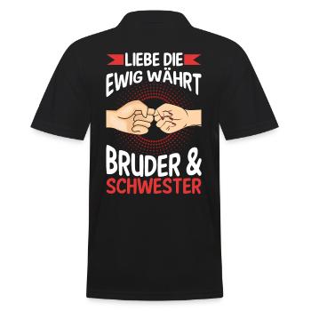 Geschwister Bruder und Schwester - Männer Poloshirt - Schwarz - Hinten - Kai (181cm)