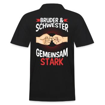 Geschwister Bruder und Schwester - Männer Poloshirt - Schwarz - Hinten - Kai (181cm)